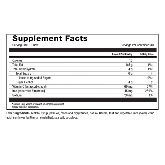 Iron 45 mg - Soft Chew - Cherry Burst